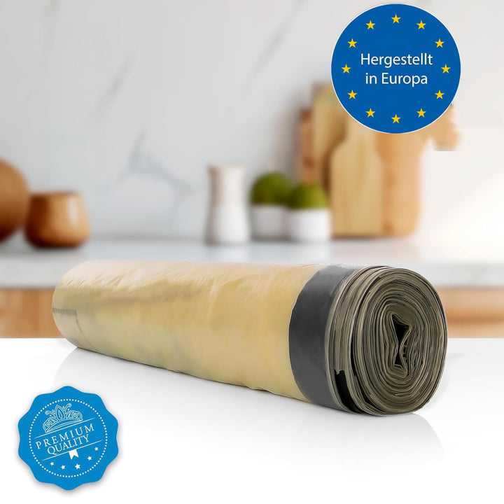 BigDean Gelber Sack Mülleimer 60L + 10 Rollen Gelber Sack – luftdichte gelbe Sack Tonne Made in Germ