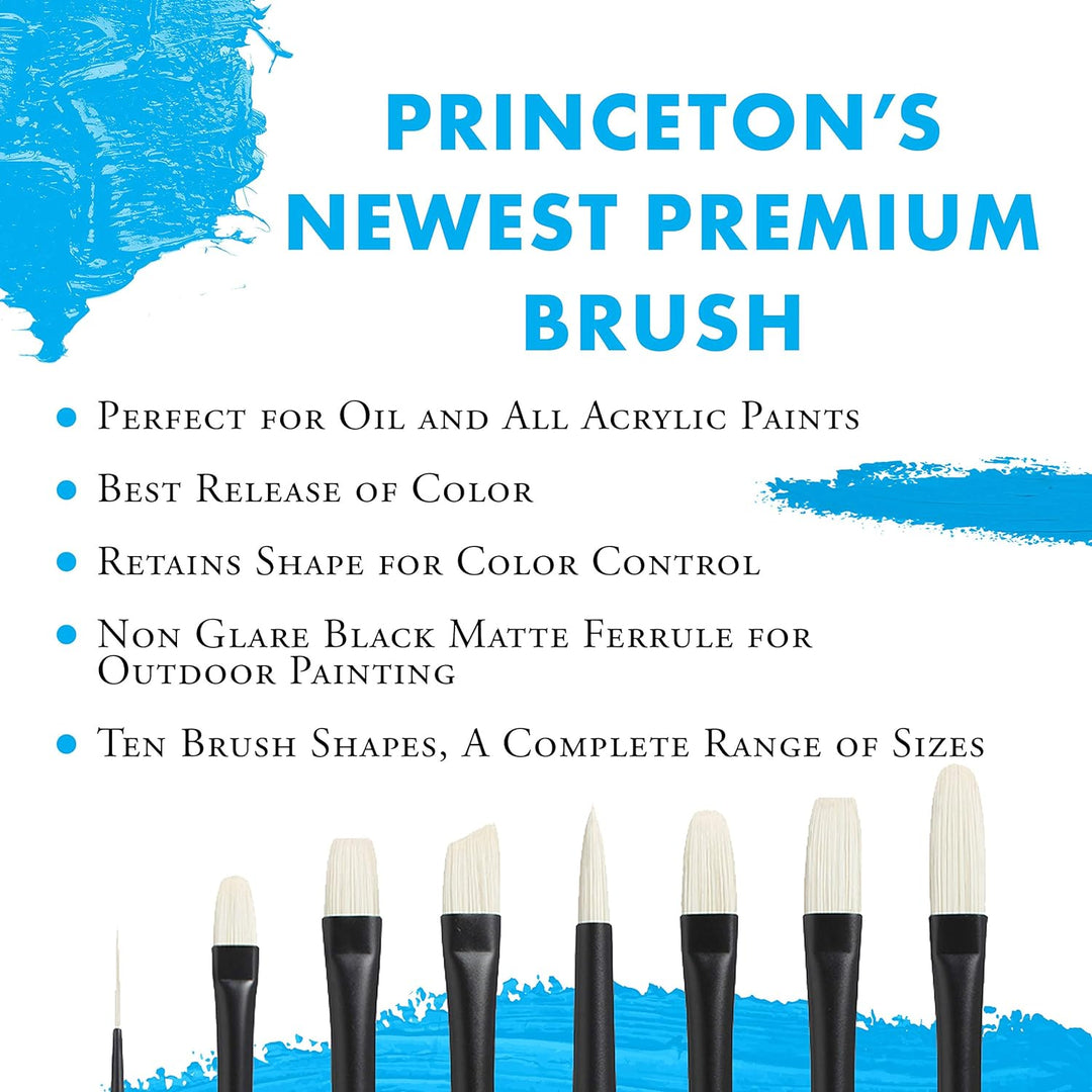 Princeton Aspen, Glare-Free Indoor/Outdoor Brush for Acrylic &amp; Oil, Series 6500 Synthetic, Flat Mott