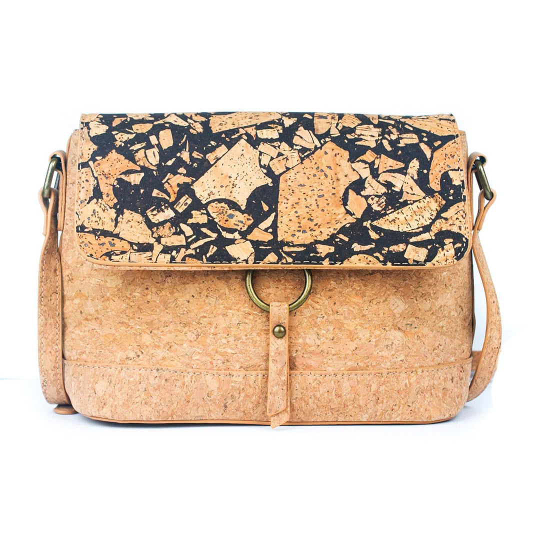 DeCarbonize Crossbody Handtasche aus Kork Veganleder Nachhaltig Damen Umhängetasche, Café Vienna
