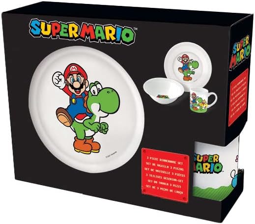 Nintendo Super Mario Frühstücksset (Schale, Tasse, Teller)/exklusiv joojee 12285 Weiss