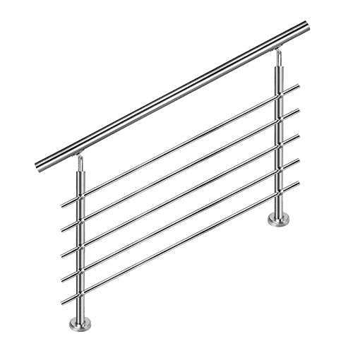 Aufun Edelstahl Handlauf 80cm Treppengeländer Innen und Aussen mit 2 Pfosten für Treppen, Brüstung,