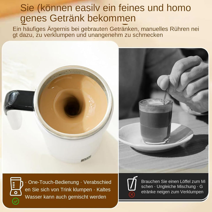 Selbstrührende Kaffeetasse 380ml - Wiederaufladbare Magnetischer Rührbecher, Edelstahl, Automatische