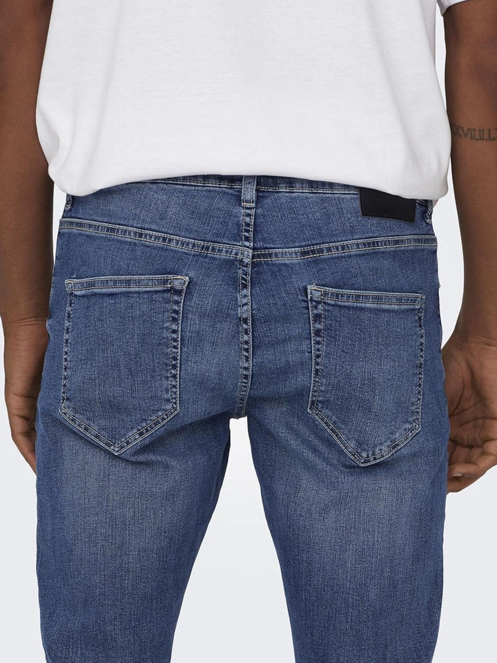 ONLY & SONS Male Slim Fit Jeans ONSWEFT Mittlere Taille Normal geschnitten Jeans 27W / 32L Medium Bl