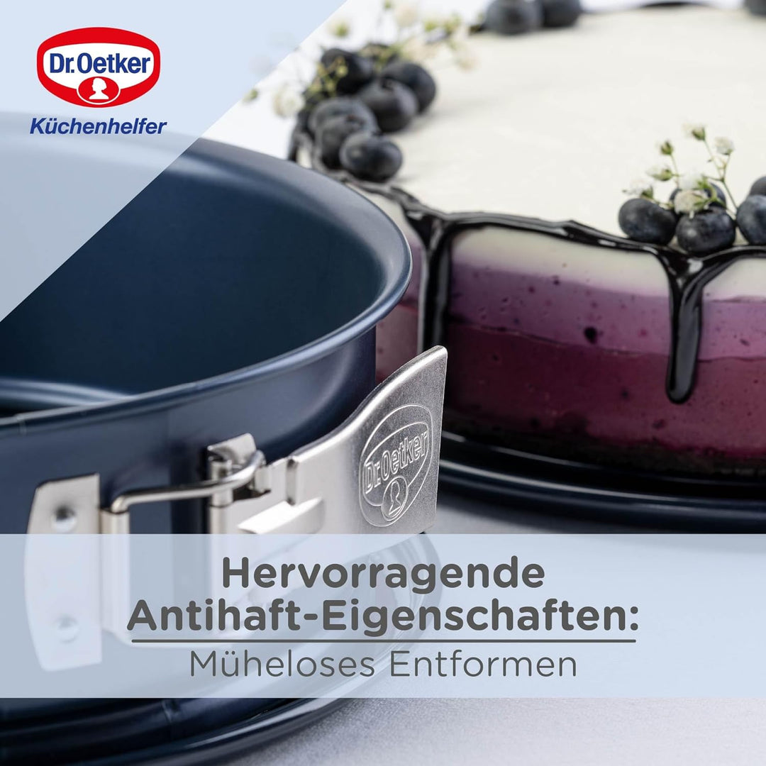 Dr. Oetker Springform Ø 24 cm Back-Liebe Emaille – Runde Backform mit Schnitt- & kratzfestem Emaille