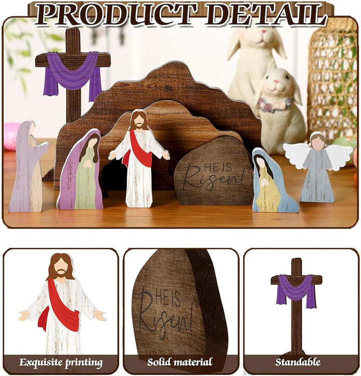 Weihnachtskrippe aus Holz, rustikal, religiöse, Weihnachtskrippen-Set für Innenhof, Tischplatte, Zuh