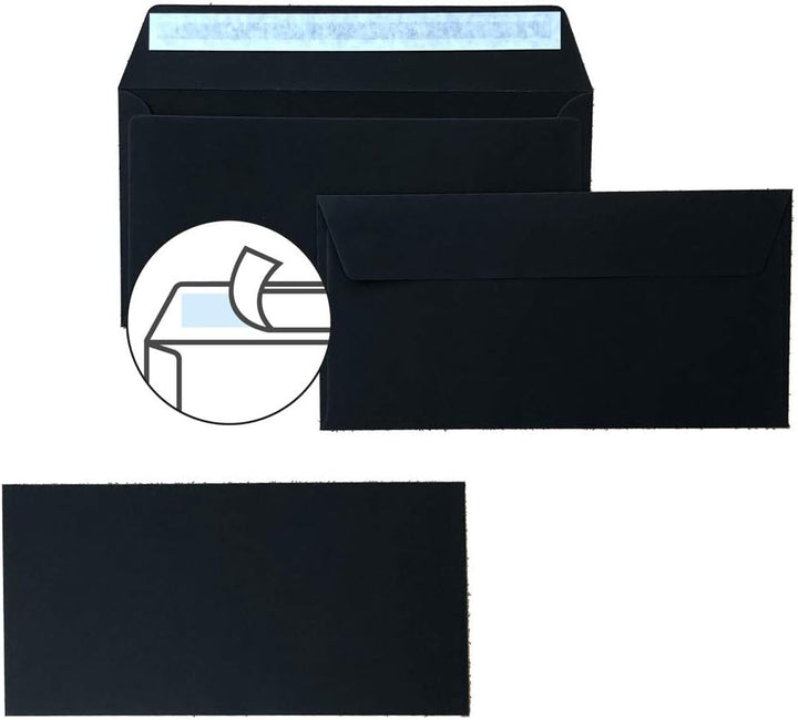 Paper24 DIN lang Briefumschläge, 110x220mm, 120g, gerade Lasche mit Haftklebung, ideal für Geburtsta