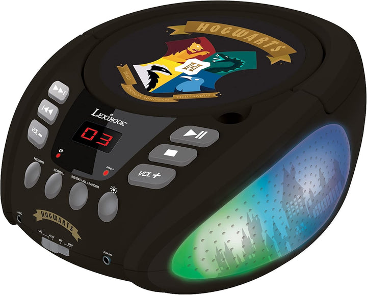 Lexibook, Harry Potter, Bluetooth-CD-Player für Kinder, tragbar, mehrfarbige Lichteffekte, Mikrofona