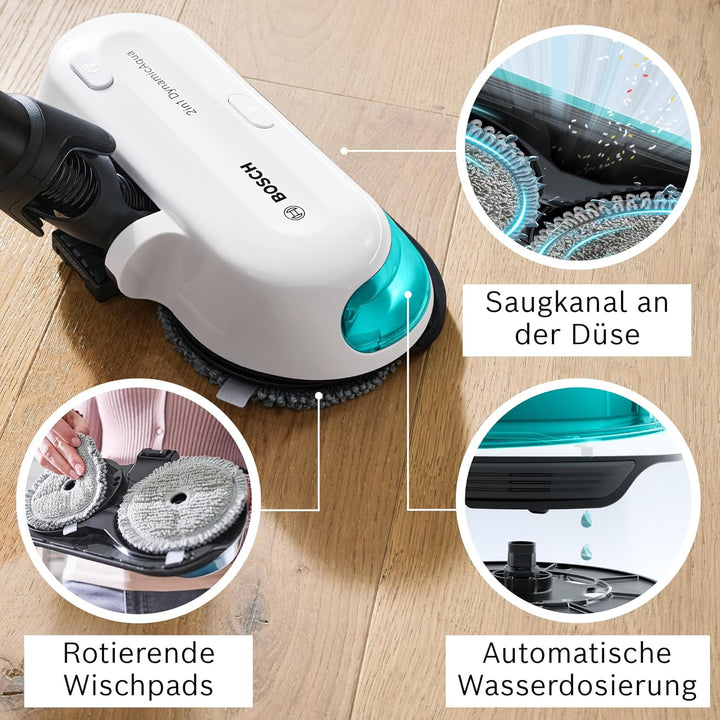 Bosch Akku-Staubsauger Unlimited 7 ProHygienic Aqua BKS71HYG4, kabellos, 2in1 Saugen &amp; Wischen, Knic