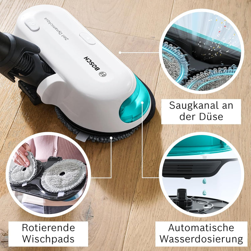 Bosch Akku-Staubsauger Unlimited 7 ProHygienic Aqua BKS71HYG1, kabellos, 2in1 Saugen & Wischen, Knic