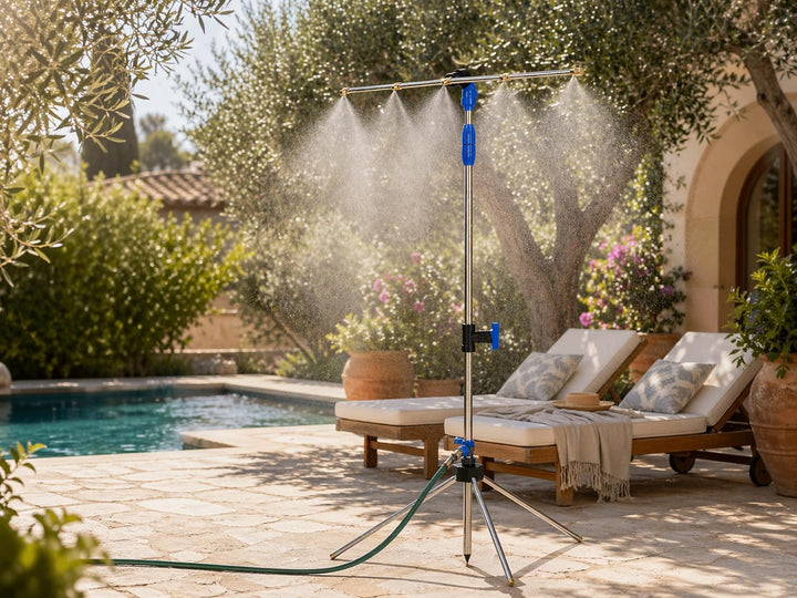 O'FRESH Sprühnebel Terrasse und Garten - Nebelgerät mit Gartendusche - Outdoor-Nebelgerät mit 5 Edel