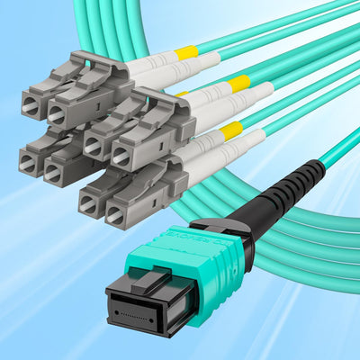 10Gtek Fiber Optic Cable Patch Cord - MPO to 8X LC Fanout Fiber Jumper Cable, OM3 MMF 8-core Fiber,