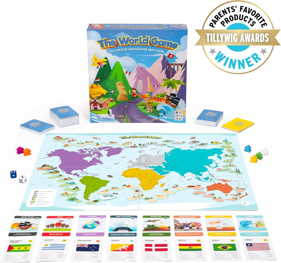 The World Game - Lustiges Geographie Brettspiel - Welt Lernspiel für Kinder &amp; Erwachsene - Coole Ges