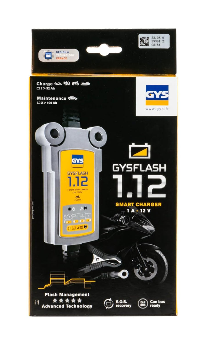 GYS Ladegerät Batterieladegerät 12V für Motorrädern, Jet-Skis, Kart-Sport-Fahrzeugen und Rasenmähern