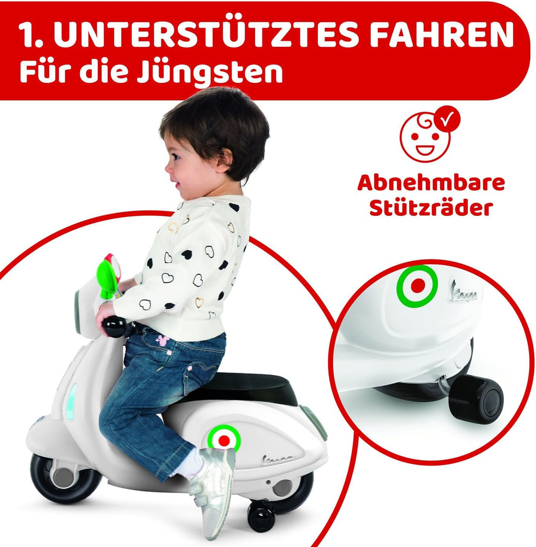 Chicco Motorrad Rutscher für Kinder Vespa Primavera, Kinderfahrzeug mit Elektronischem Bedienfeld, L
