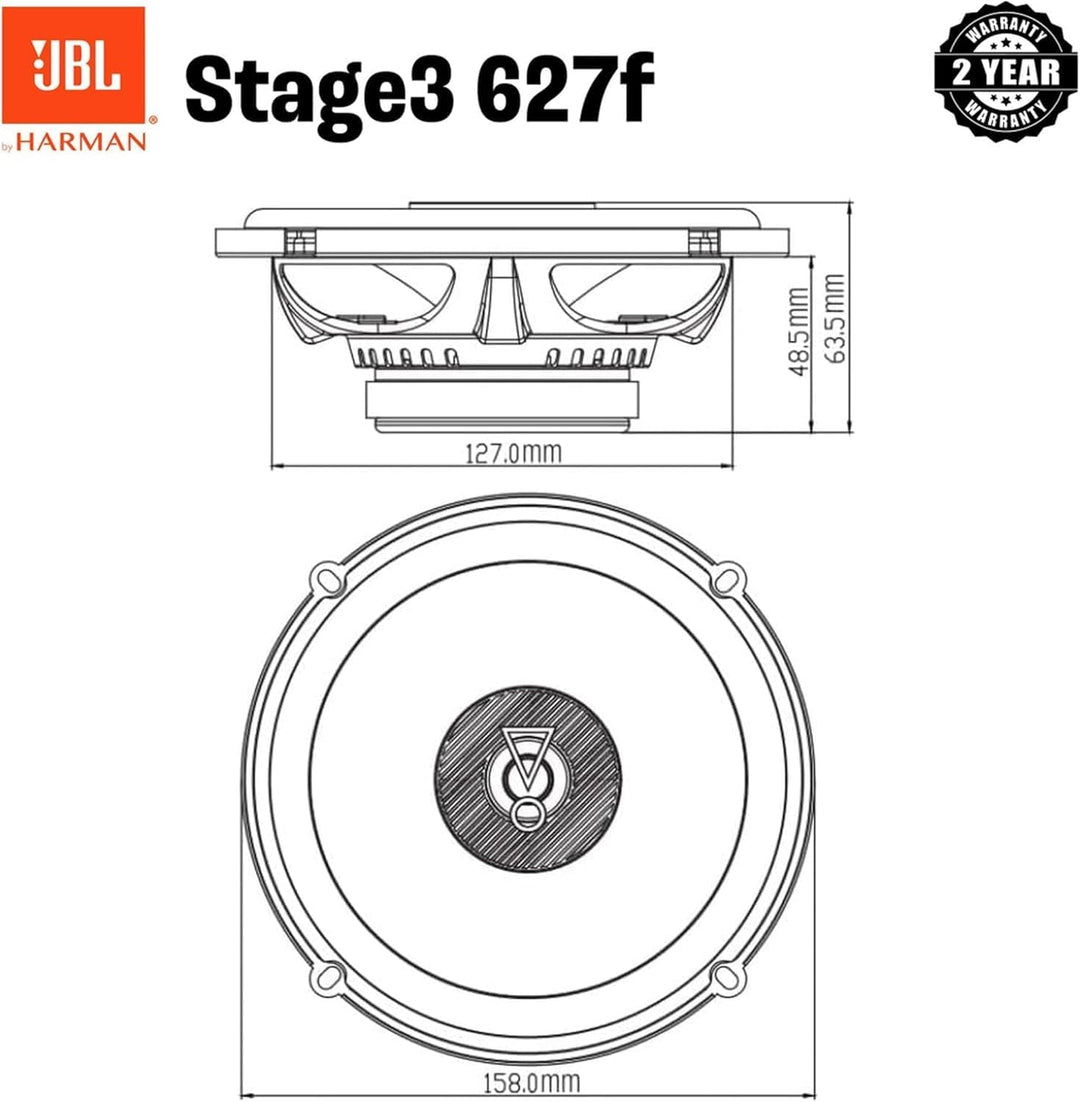 JBL Stage3 637F 3-Wege Auto Lautsprecher Set von Harman Kardon - 225 Watt Autolautsprecher - 2 stück