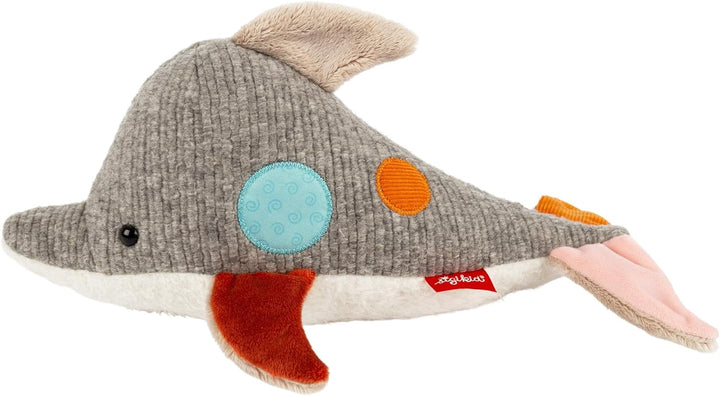 sigikid 43221 Kuscheltier Delfin Patchwork Sweety, Yellow für Mädchen und Jungen von 0 bis 8 Jahren