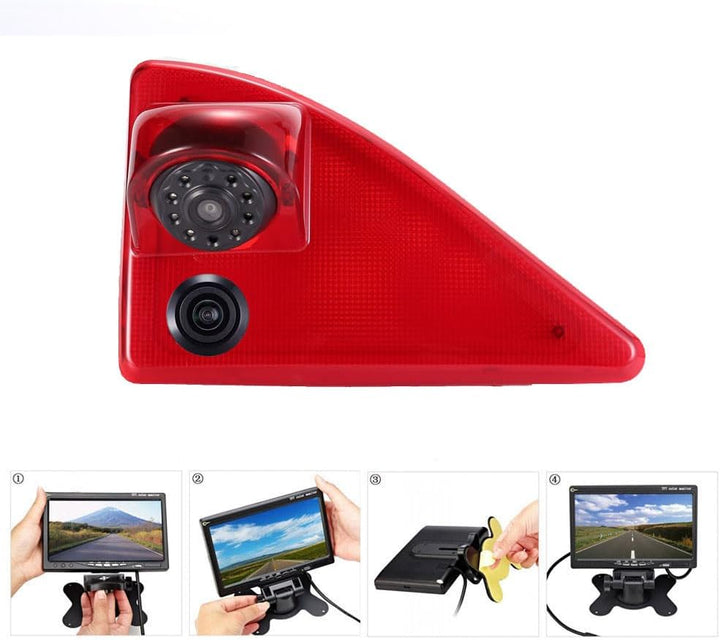 Dual Rückfahrkamera mit 3. Bremsleuchte, Doppel Linsen Rickfahrkamera+7'' LCD Rückansicht Bildschirm
