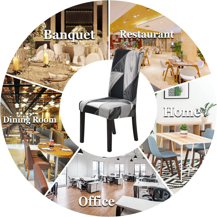 Jaotto Stuhlhussen 6er Set Wasserdicht Stuhlhussen für Esszimmerstühle Stretch Stuhlhussen Schwingst
