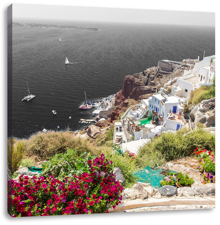 Pixxprint Griechische Küste als Leinwandbild/Grösse: 70x70 cm/Wandbild/Kunstdruck/fertig bespannt, 7