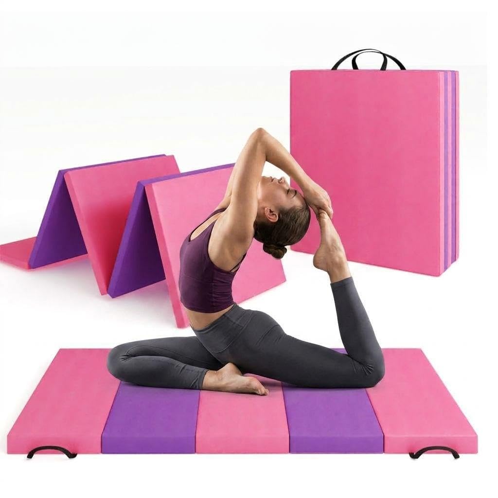 IDEALHOUSE Klappbare Turnmatte 180x60x5 cm, 4/5-Fach Faltbar, Rutschfeste PU&amp;EPE Gymnastikmatte Mit