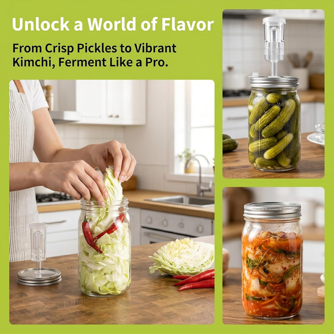 Fermentierglas: 2 Stück 2L Kimchi Behälter mit Gäraufsatz, Perfekt für Kimchi, Sauerkraut, Kombucha,