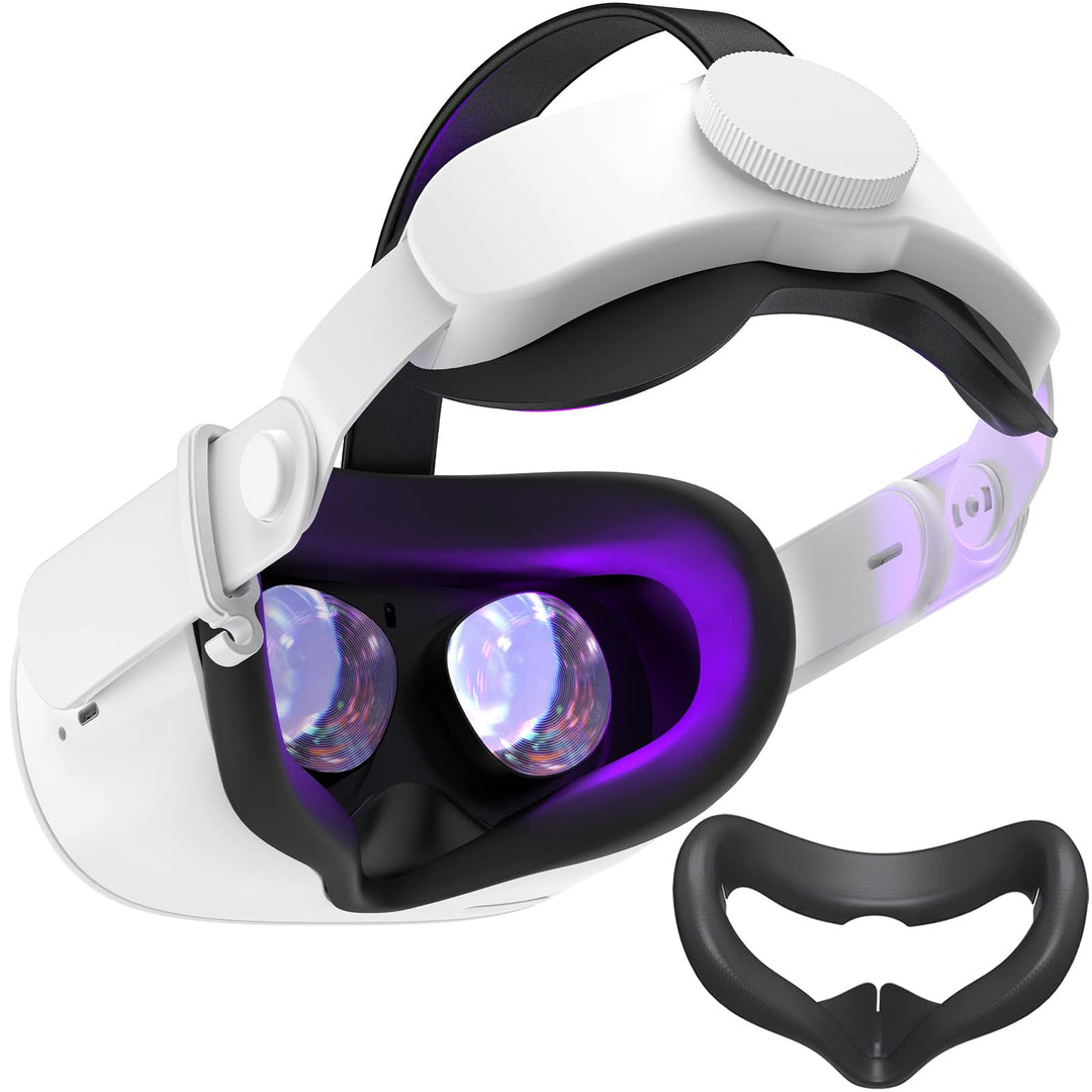 SUPERUS Kopfband & Silikon Face Cover Kompatibel mit Oculus/Meta Quest 2 Zubehör, verbesserter Komfo