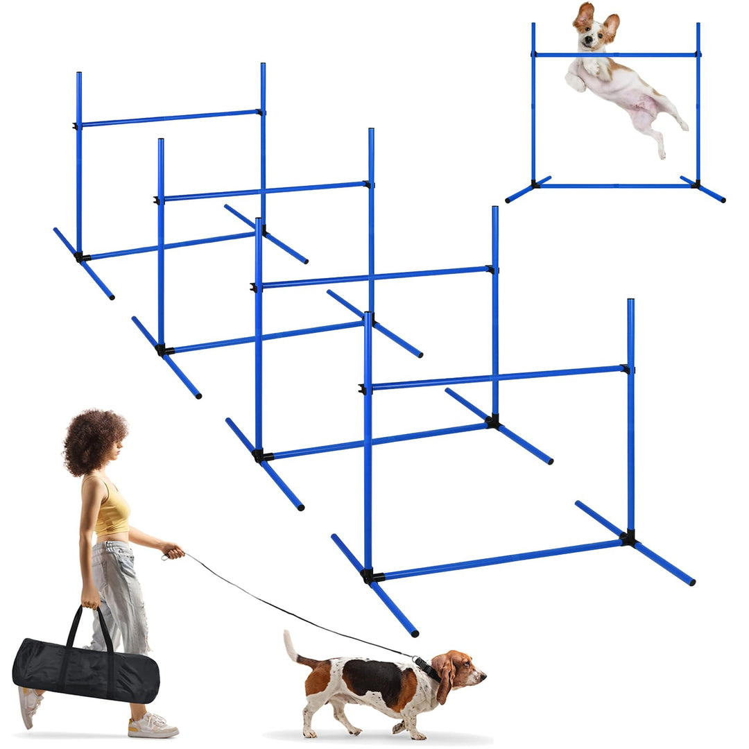 Agility Set Hürdenset Hundetraining Zubehör mit 4 Stück Hürden, Slalom Stangen Agility-Ausrüstung fü