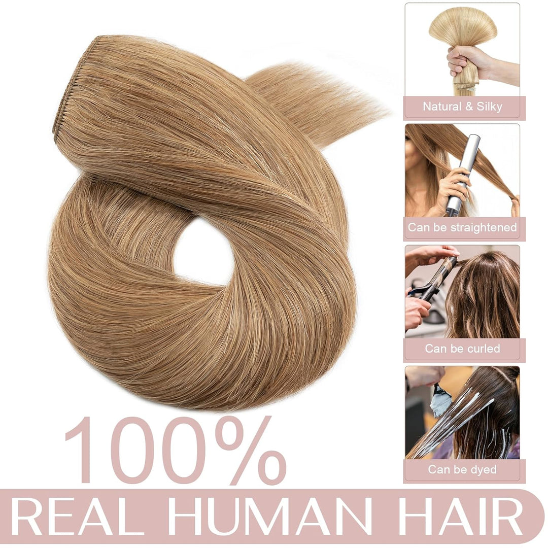 Haarteil Clip in Extensions Echthaar DICKER 1 Tresse 5 Clips Dicker Dichter Haarverlängerung 100% Re