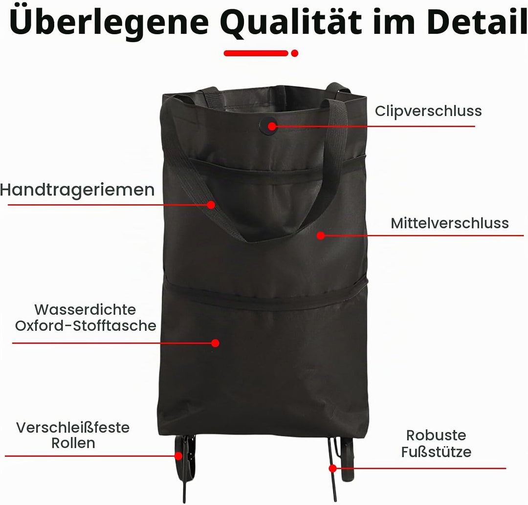 Einkaufstrolley Klappbar,RoadLoo Faltbare Einkaufstasche mit Rollen Faltung leichte Einkaufswagens a
