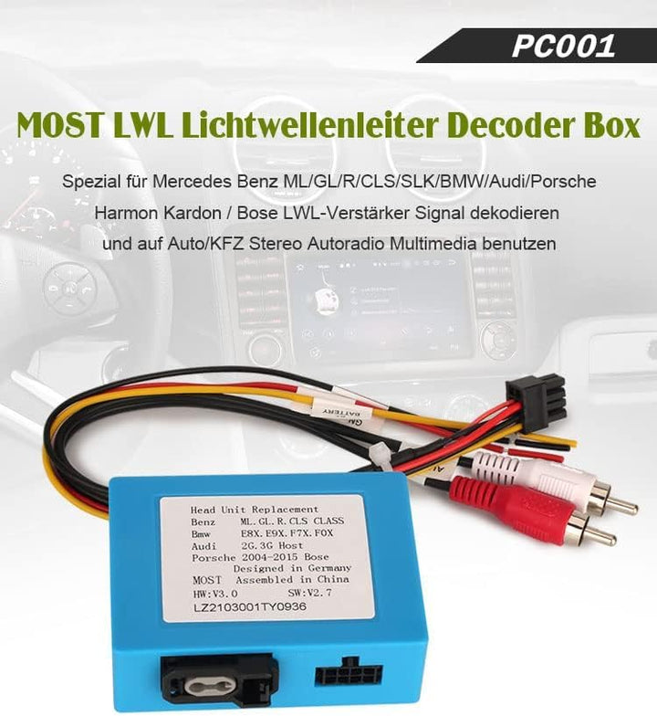 erisin PC001 Most Optical Fiber Decoder Box Glasfaser-Decoderbox für Mercedes Benz ML/GL/R/CLS/E/SLK