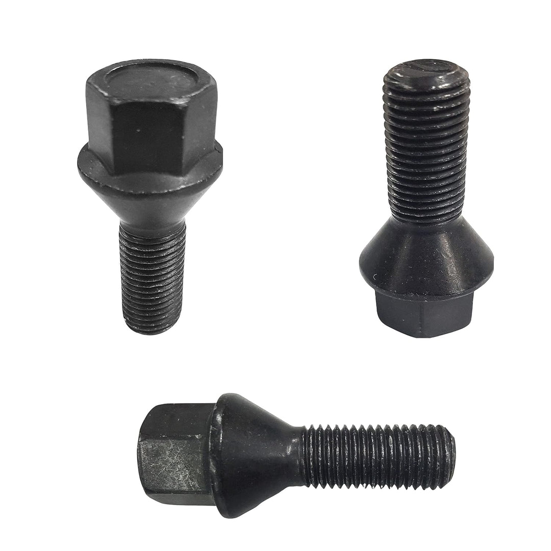 20 schwarze Tracer Radschrauben Radbolzen Kegelbund M14x1,25 28mm kompatibel mit BMW