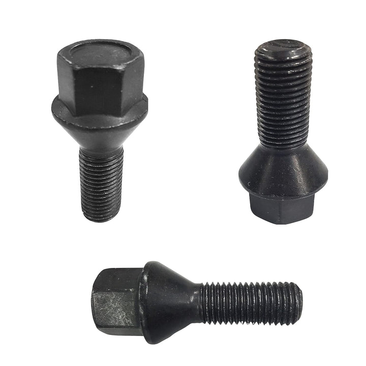 20 schwarze Tracer Radschrauben Radbolzen Kegelbund M14x1,25 28mm kompatibel mit BMW