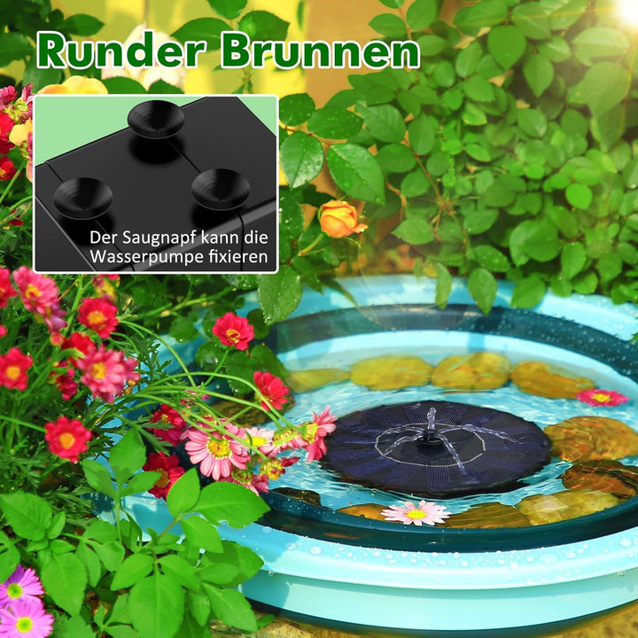 AISITIN Solarbrunnen für Draussen Verbesserter, Solar Springbrunnen für Aussen mit Rutschfestem Meta