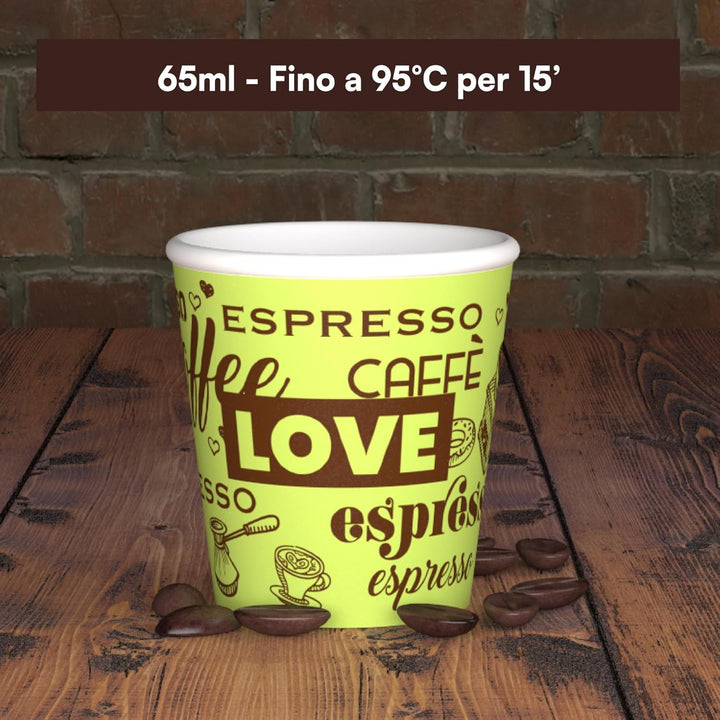 LoveGreenCUP 1000 Kaffeebecher aus Papier, 65 ml, umweltfreundlich, biologisch abbaubar, Einwegbeche