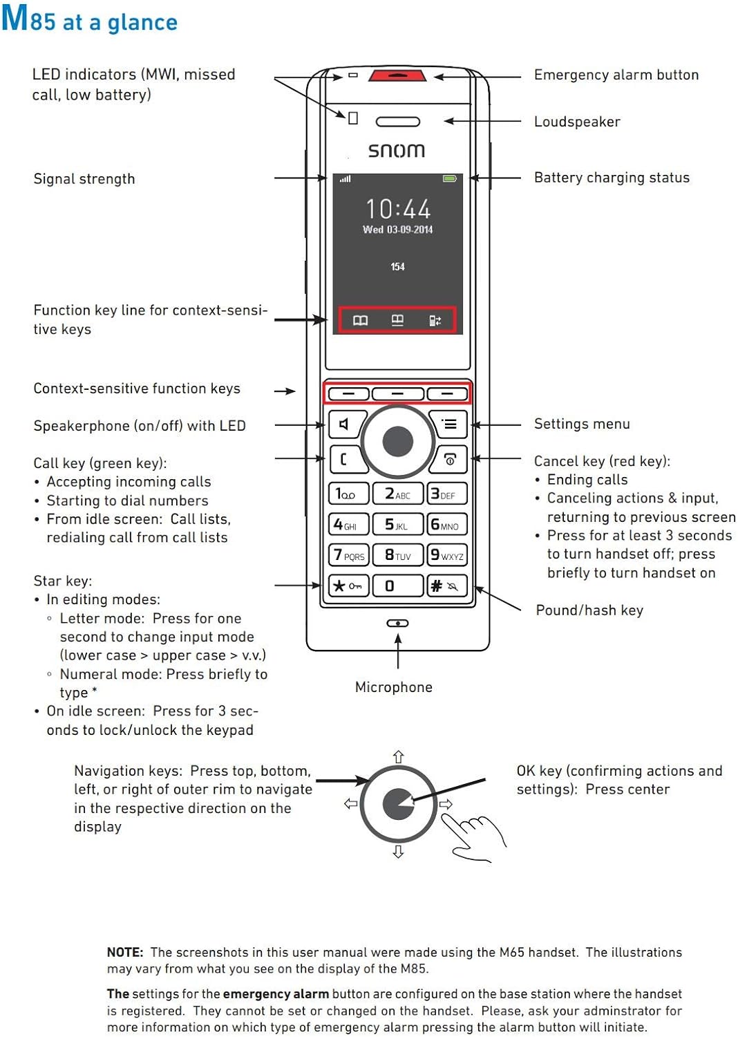Snom M85 Industrial DECT-Mobilteil (2 “176 x 220 px TFT, Alarmschlüssel, 3,5-mm-Headset-Buchse, Vibr