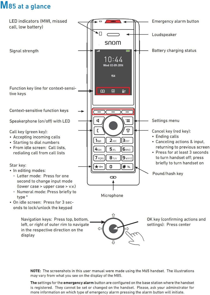 Snom M85 Industrial DECT-Mobilteil (2 “176 x 220 px TFT, Alarmschlüssel, 3,5-mm-Headset-Buchse, Vibr