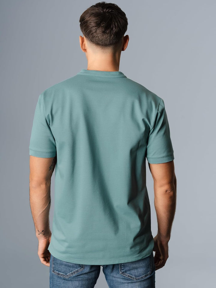 Trigema Henley Shirt mit Knopfleiste XXL Seegras, XXL Seegras