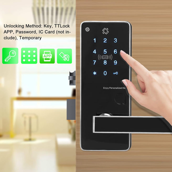 Elektronisches Türschloss Fingerabdruck, Elektrisches Zahlenschloss Haustür, Smart-Hebel-Türschloss,