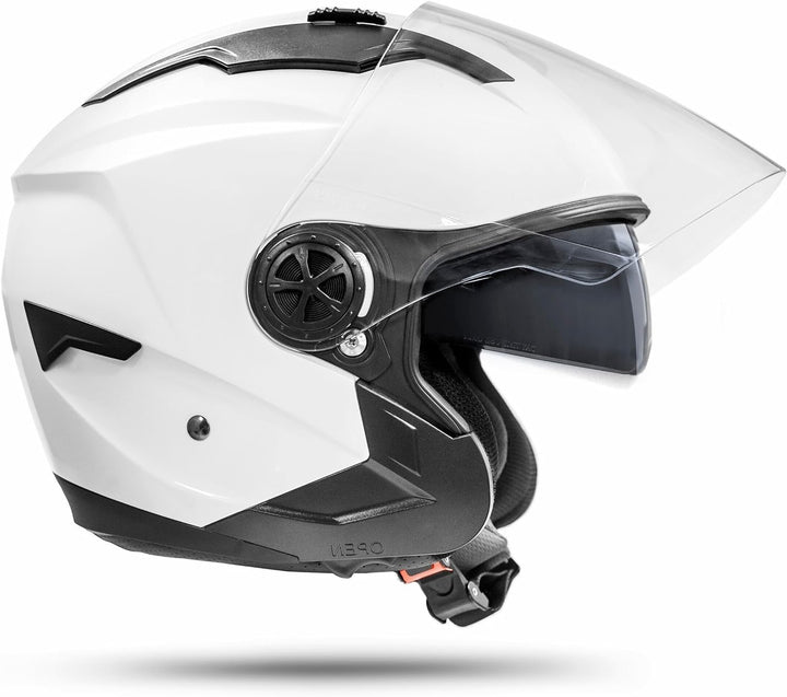 ATO-Moto Jet Helm LA Street Motorradhelm mit Doppelvisier System Integrierte Visiermechanik 4 Punkt