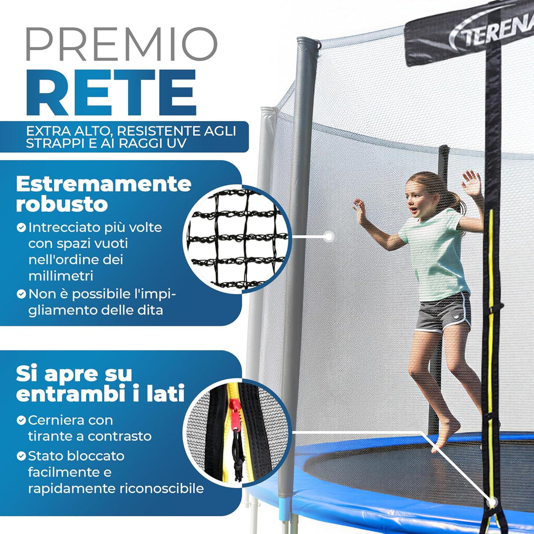 Terena Trampolin 305 cm mit Sicherheitsnetz Gartentrampolin (auch für Kinder)
