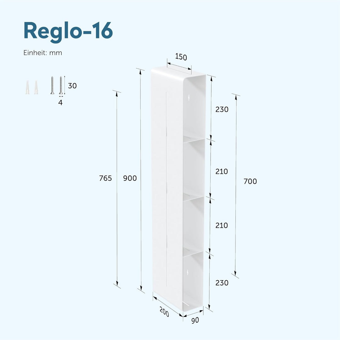 doporro Regal Schmal Weiss 4 Etagen, Badezimmer Regal Metall | Schmales Regal Badezimmer, Duschregal