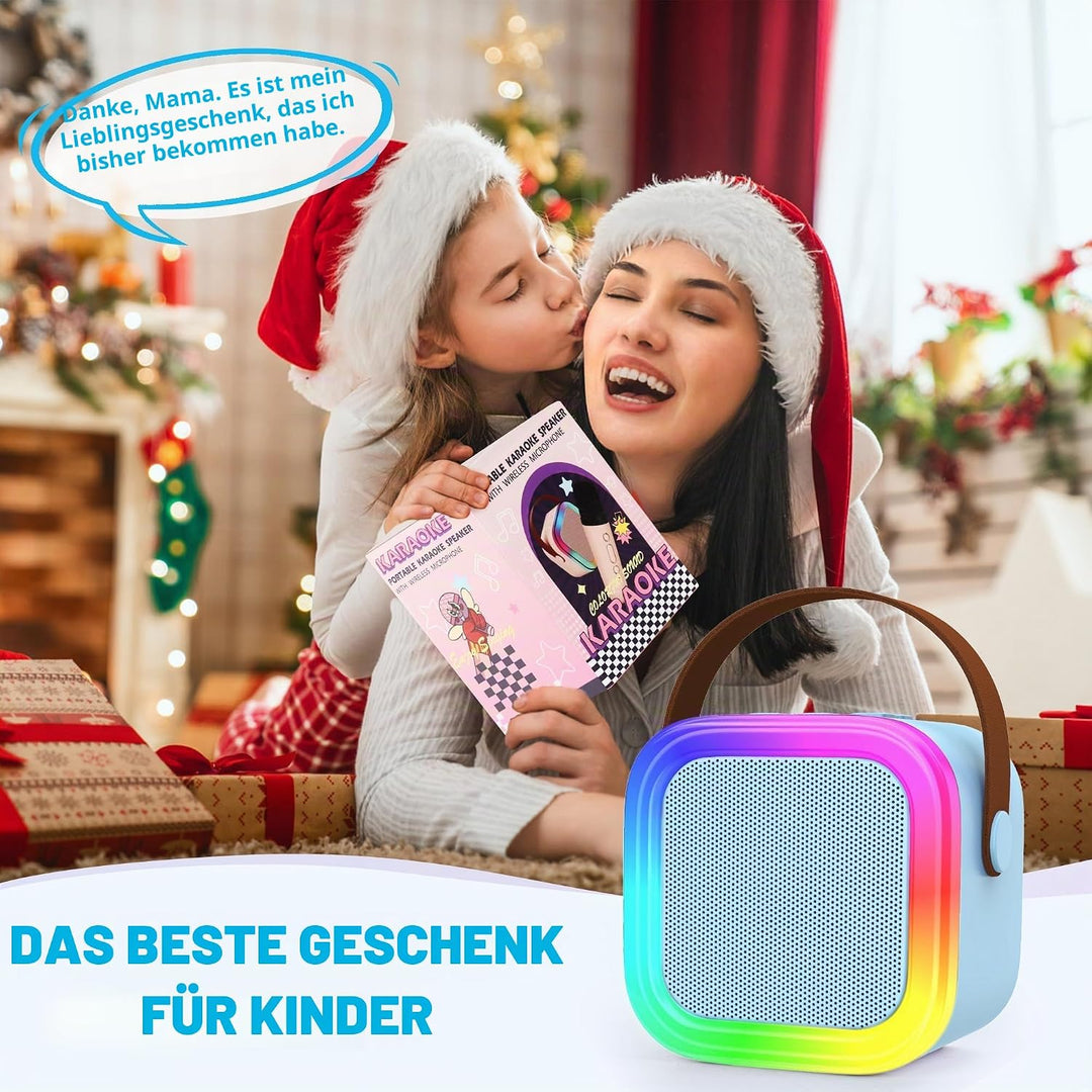 Karaoke-Maschine für Kinder Erwachsene, tragbare Kinder-Karaoke-Lautsprecher mit 2 drahtloses Mikrof