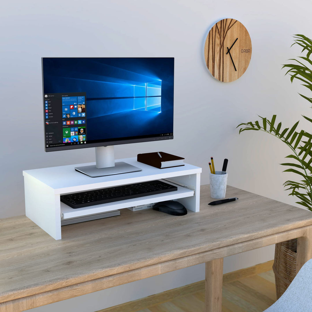 Henor, Monitorständer mit herausnehmbarer Ablage, TV Bildschirmerhöhung, Holz, 62 x 32 x 18 cm. Trag