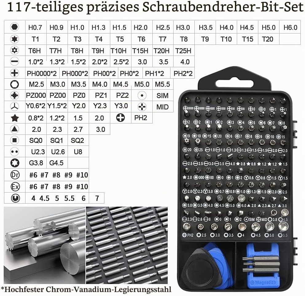 138 in 1 Schraubendreher Set Feinmechanik Mini Feinmechaniker Satz Magnetisch Upgrade Version Präzis