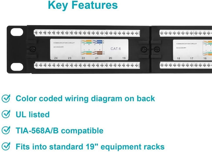 Monoprice Patchpanel (kompatibel mit 568A/B) Cat6 1u 50, Cat6 1u 50