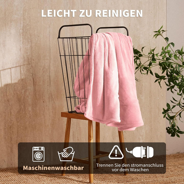 JET'S HOME Heizdecke 130x180cm - Wärmedecke Heizdecke mit Abschaltautomatik Einstellbarer Timer 10 S