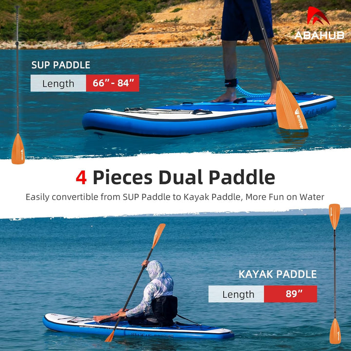 Abahub 4 teilig Carbon SUP Kajak Paddel, 2 in 1 verstellbare Stand up Paddleboard Paddel, leichte Ca