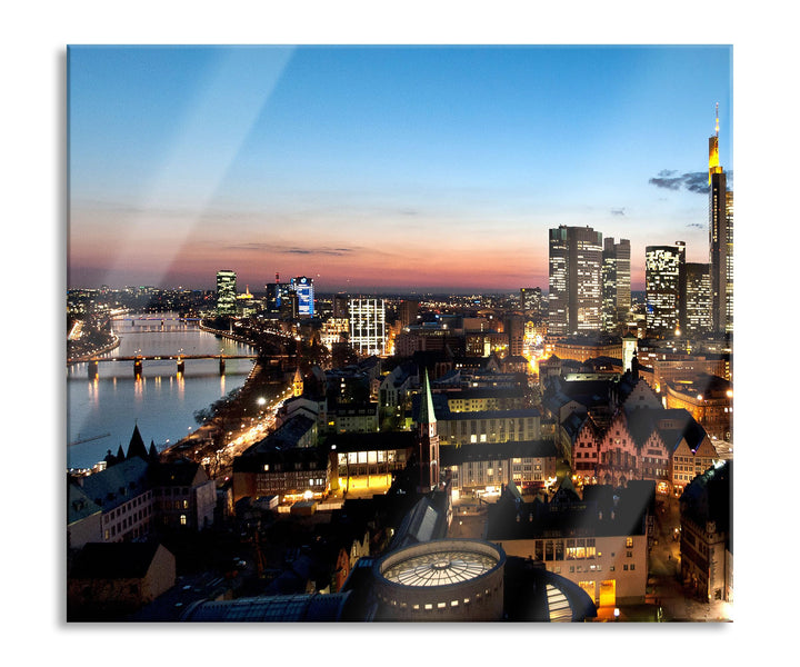 Frankfurt Skyline Herdabdeckplatte & Spritzschutz aus Echtglas | Für Herd-Kochfelder | 60x52 cm
