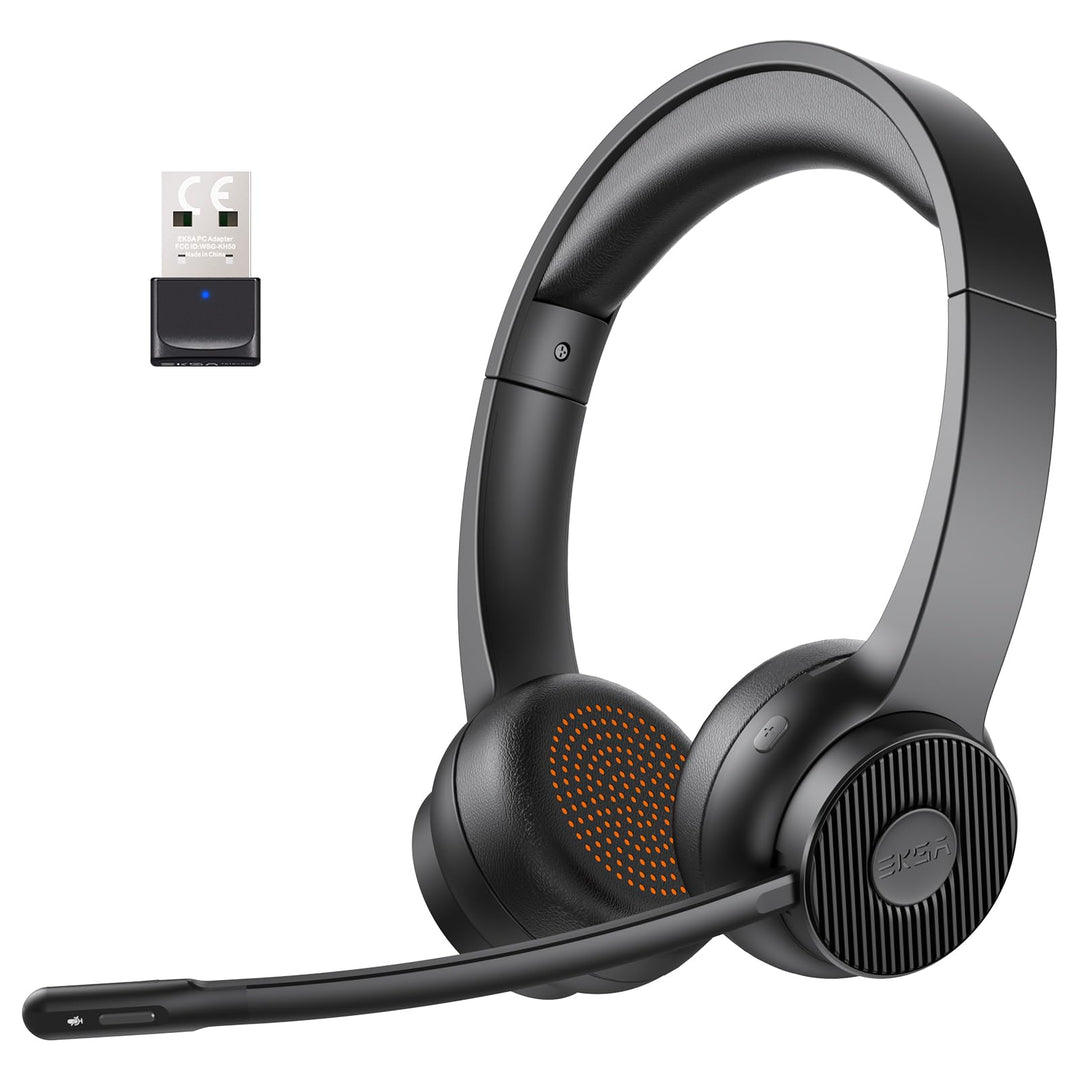 EKSA H16 Wireless Headset, Bluetooth 5.2 Headset mit Mikrofon & USB Dongle [Bis zu 55 Stdn & 15 Mete