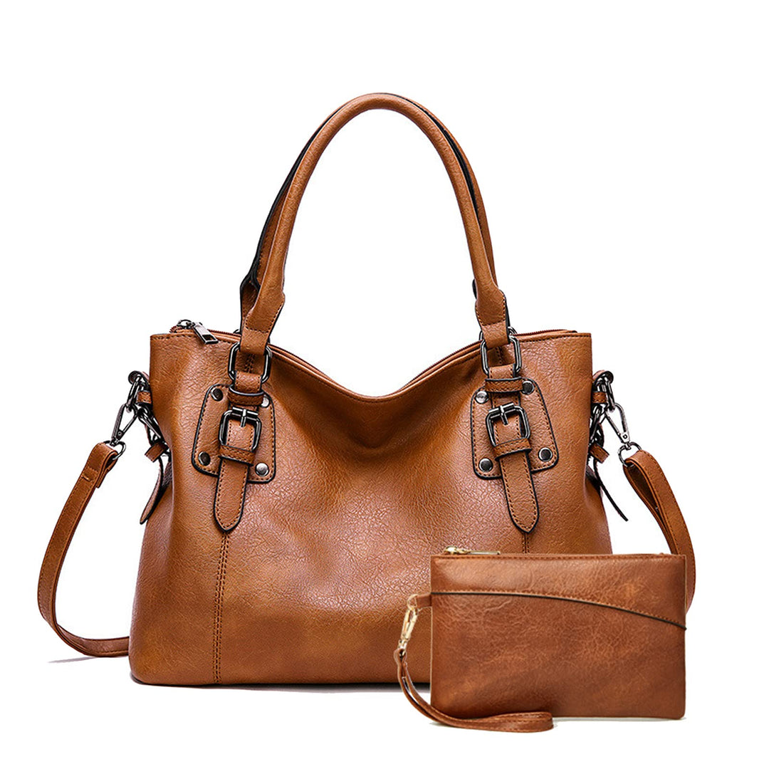 Coolives Damenhandtasche Set aus PU-Leder Damen Hobo Handtasche Tasche Vintage Schultertasche Hobo D